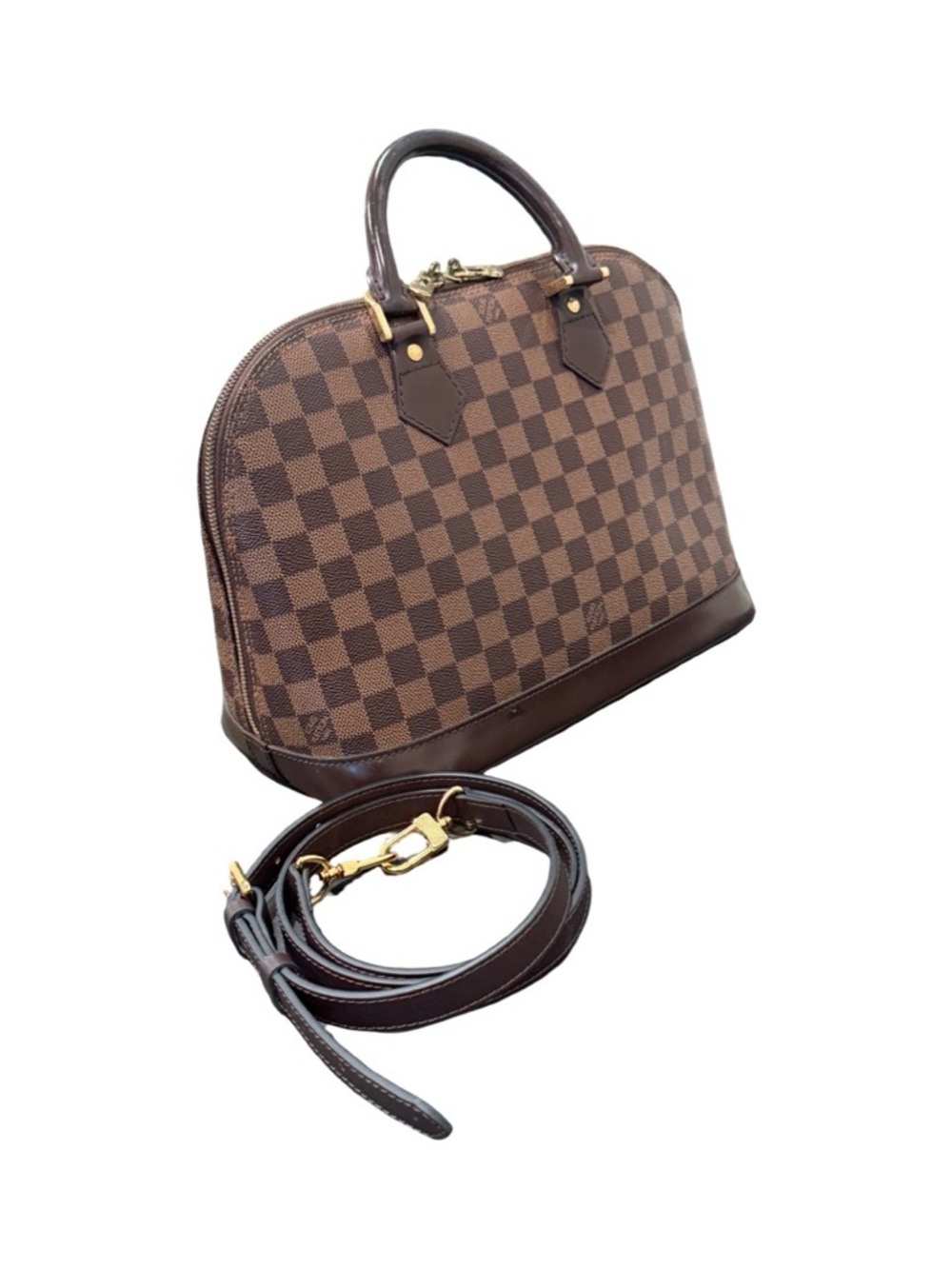 Louis Vuitton Brown Checkered Alma Dome Shoulder Crossbody Bag LV Medium PM - Picture 13 of 17